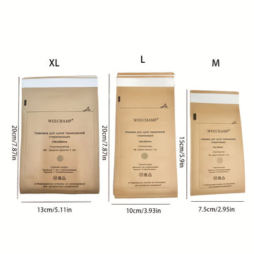 50 piezas de bolsas de almacenamiento auto sellables de papel Kraft, resistentes al calor, para cosméticos, herramientas de uñas y mascarillas, de alta calidad, sin necesidad de electricidad, diseño conveniente.