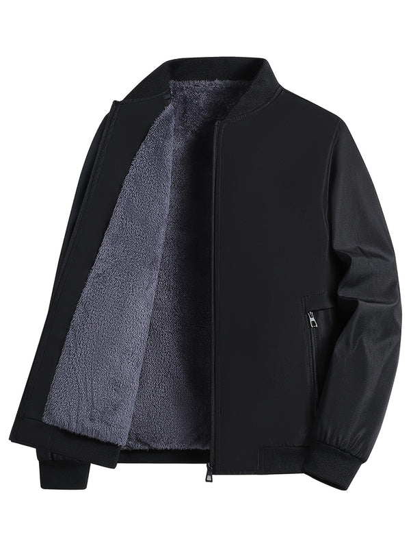 Chaqueta Casual para Hombre con Forro Polar - Ligera, con Cremallera y Bolsillos, Poliéster, Cuello de Béisbol, Perfecta para Otoño e Invierno