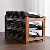 Soporte de vino de 8 a 12 botellas - Estante de madera de varios niveles para vino tinto, ideal para cocina, bar y almacenamiento de bodega, almacenamiento de vino de bar|Soporte de vino moderno|Soporte de vino de madera