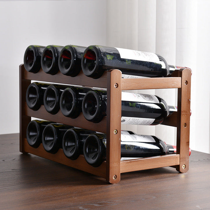 Soporte de vino de 8 a 12 botellas - Estante de madera de varios niveles para vino tinto, ideal para cocina, bar y almacenamiento de bodega, almacenamiento de vino de bar|Soporte de vino moderno|Soporte de vino de madera