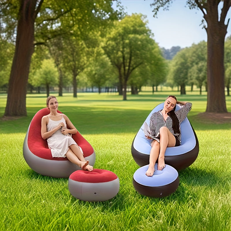Silla de sol inflable con taburete - Plegable, portátil, de alta calidad, fácil de instalar, diseño modular, material duradero para sala de estar, camping, oficina (sin inflador incluido), equipo de ocio cómodo