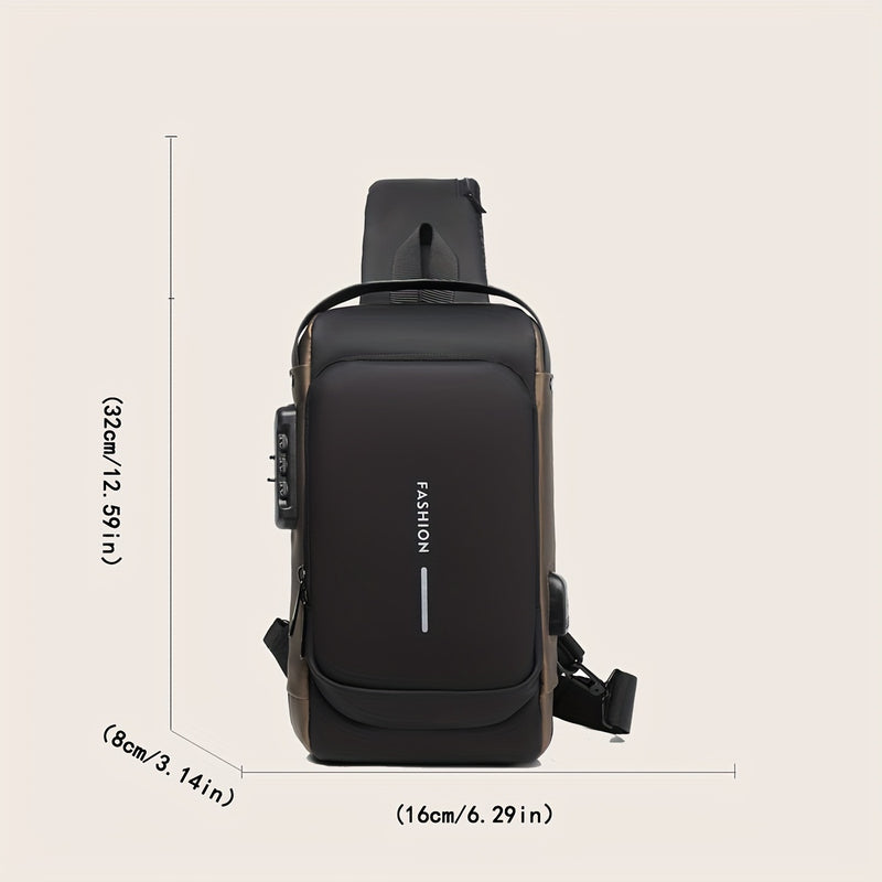 Bolso Antirrobo para Hombres con Puerto de Carga USB - Bandolera Elegante para Motocicleta y Deportes de Ocio, Tela Oxford Duradera, Correa de Hombro Ajustable, Compartimentos con Doble Cremallera