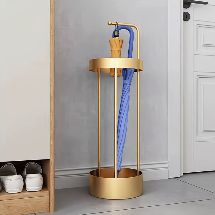 1-Pack Soporte para Paraguas y Bastones de Estilo Nórdico - Organizador Independiente de Hierro con Bandeja Antigoteo, Diseño Contemporáneo para Hogar, Escuela u Oficina, Accesorio Funcional, Decoración Moderna en Acabado Elegante