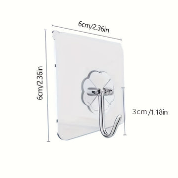 10 ganchos adhesivos multifuncionales de acero inoxidable transparente para cocina, puerta de baño y pared, organizador de llaves, ganchos utilitarios