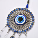 1pc Placa de Flor con Borla y Campana de Ojo Azul para Decoración de Pared de Ventana de Entrada, Campanilla de Viento para Pasillo Exterior, Balcón y Patio