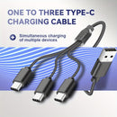 Cable de Datos Cargador 3-en-1, USB A a Tipo-C 3 Multifuncional, Compatible con Teléfonos Móviles/Android y Más
