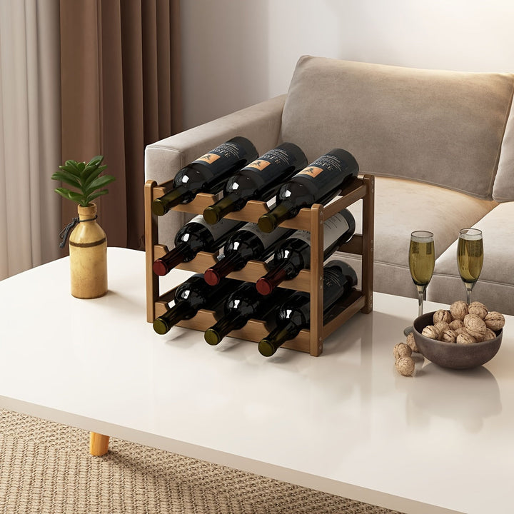 Estante de vino de fila de pantalla en capas El estante de vino puede contener 6 botellas/8 botellas/9 botellas/12 botellas/16 botellas (Estante de vino)