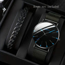 Un conjunto de dos relojes de cuarzo de negocios elegantes y pulseras de cuero.