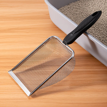 Pala de jardinería con malla de acero inoxidable de 3,8 mm, resistente a la corrosión, para cribar suelo, cama de hámster y arena de playa. Herramienta duradera para uso al aire libre y mascotas, herramienta manual de jardinería | Pala resistente a la co