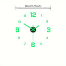 Reloj de Pared Luminoso 3D Grande de 15.7" - Silencioso, Funciona con Pilas, Fácil de Pegar para Decoración de Salón y Dormitorio, Diseño Moderno con Acabado Aceitado