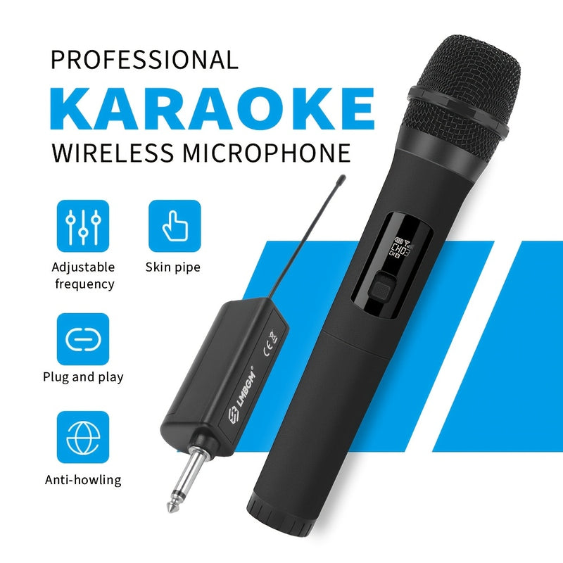 1pc LMBGM Sistema de micrófono inalámbrico para karaoke, micrófono de mano recargable por USB con anti-aullido, conector de 6,35 mm, patrón polar unidireccional, recepción estable de largo alcance, indicador de batería, batería de litio de 800 mAh - Idea