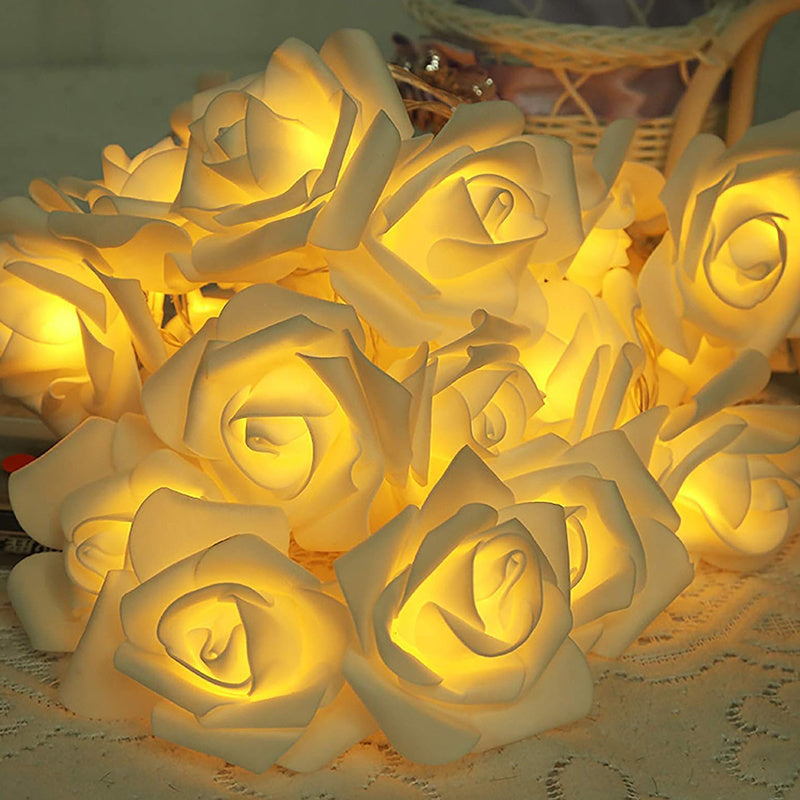Luces LED de rosas, guirnalda de flores con luces para fiestas, jardín, Navidad y bodas