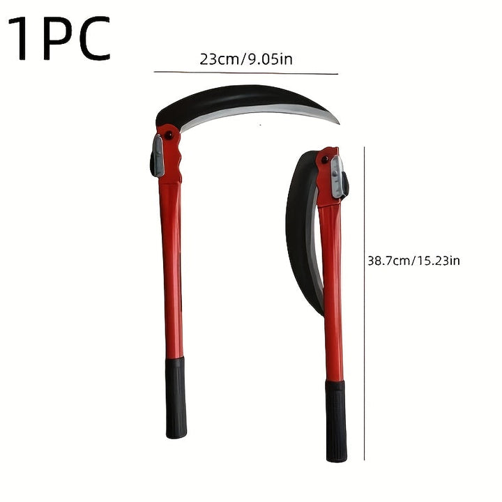 Tijeras de jardín plegables portátiles de metal de alta resistencia - Mango ergonómico rojo y negro para césped, jardín, trigo, arroz, corte y cosecha de granos de trigo, tijeras de jardín plegables, diseño ergonómico, construcción sólida