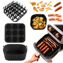 3 Piezas de Revestimientos Reutilizables para Freidora de Aire WHZWYK - Resistentes al Calor, Fáciles de Limpiar y Seguros para Alimentos, Accesorios Antiadherentes para Cestas de 6-8QT, Herramientas Flexibles para Cocina Saludable, Material Termoresiste
