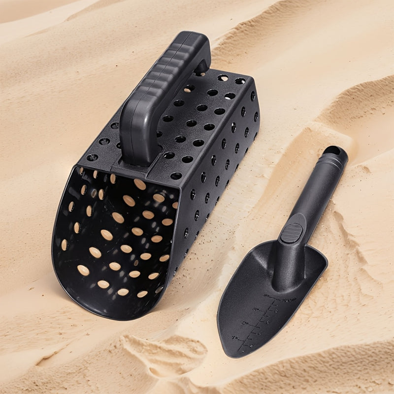 Un juego muy útil para buscar tesoros en la playa: juego de pala y cesta de plástico ABS, adecuado para arena dorada y conchas marinas - herramienta para separar arena al aire libre