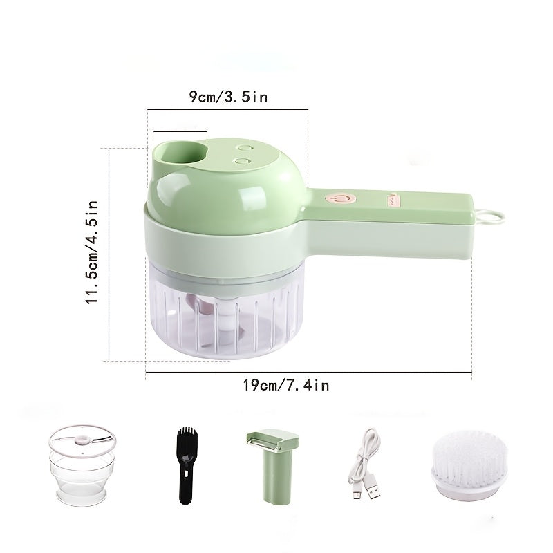 Juego de cortador eléctrico portátil 4-en-1, procesador de alimentos inalámbrico Kitchen God adecuado para frutas, verduras y carnes