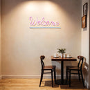 Señal de Bienvenida de Neón LED con Alimentación USB CTTNLS - Decoración de Pared Rosa Vibrante para Hogar, Negocio, Fiesta, Bar o Restaurante con Pegatinas Nano Doble Cara y Enchufe 5VUSB, Ambiente de Restaurante | Señal de Neón Moderna | Luz con Alimen