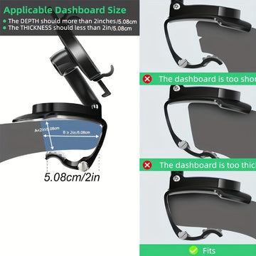 Soporte de teléfono para tablero de instrumentos de coche - Soporte ajustable y seguro, compatible con for iphone/ para for galaxy/ Etc. - Instalación fácil, diseño de conducción segura, material plástico duradero, accesorio para vehículos, accesorio de