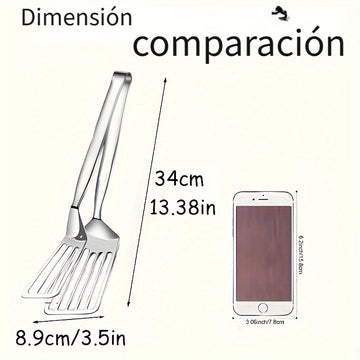 1 pza. Pinzas de acero inoxidable multifuncionales para buffet, freír pescado, pan, bistec, ensalada y postre; herramientas de cocina para preparar y servir alimentos sin esfuerzo