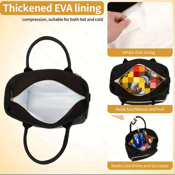 Bolsa de almuerzo aislada con un hombro para contacto no alimentario, bolsa portátil de aluminio grueso para estudiantes