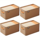 4 piezas de cesta de almacenamiento de tela Boho con asas, organizador multi-funcional apilable para ropa y juguetes, marco grueso duradero, diseño que ahorra espacio para el hogar, dormitorio, armario, estantes.