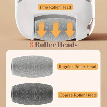 Un desmastrillador eléctrico recargable con tres cabezas intercambiables, cabeza gruesa para pulido pesado, portátil y fácil de usar, carga USB, cuida la piel agrietada, elimina el pie, limpiador de pies, herramienta de cuidado de pies.
