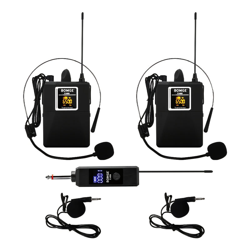 Sistema de micrófono inalámbrico profesional con auriculares portátiles, con transmisor y receptor, ideal para karaoke, reuniones, enseñanza, grabación, iglesia, mezclador de audio y interfaz.
