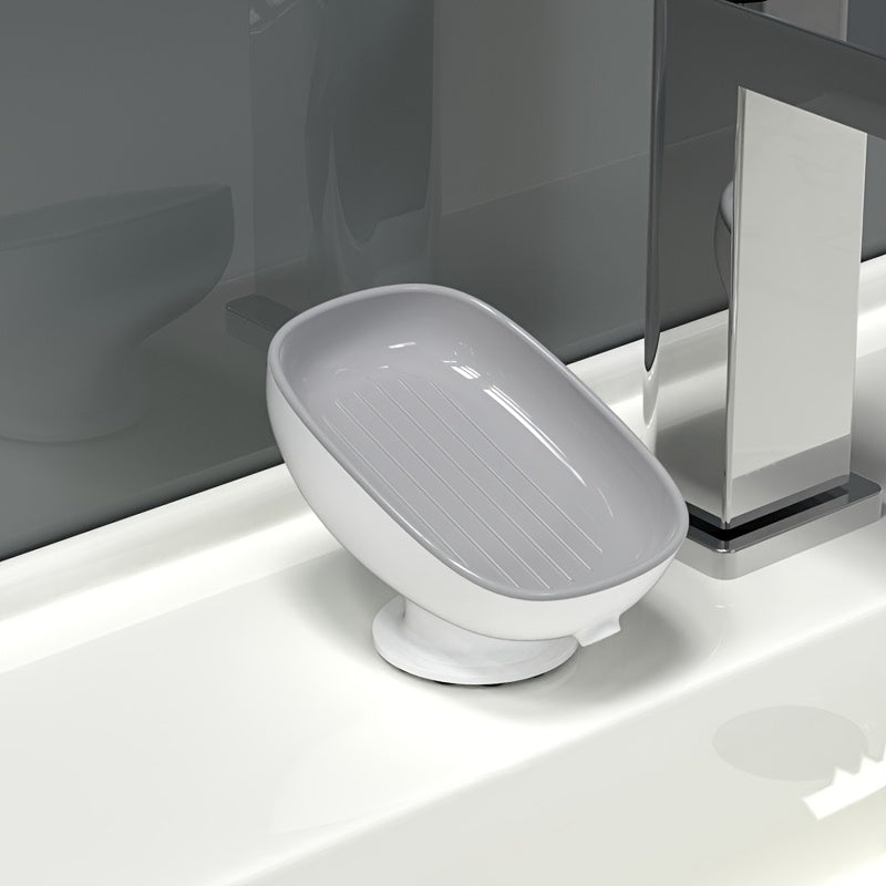 Porta jabón ovalado elegante para pared con drenaje, plato de jabón de plástico ajustable para baño - Bandeja de jabón lujosa desmontable, diseño moderno para hogar y hotelería, accesorios para baño