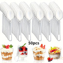 50/100 piezas de cucharas transparentes de espuma para helado, cucharas para postres y pudín, cucharas gruesas y duraderas, cucharas reutilizables, ideales para reuniones familiares, fiestas y Navidad