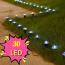 30 luces solares para exteriores, iluminación cálida amarilla, luces de plástico para césped, jardín y decoración de villas, ambiente navideño, luces solares para exteriores