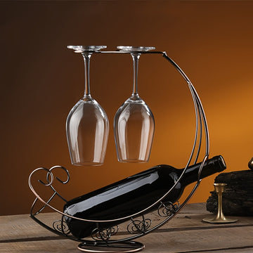1 pieza, soporte de vino, soporte de copas de vino, soporte de vino rojo, soporte de copas de vino rojo de arte de hierro, adorno moderno de soporte de vino para el hogar