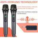Microfono sin varillas, 2 micrófonos manuales inalámbricos, micrófono dinámico para karaoke, sonido claro con altavoz recargable de hasta 6 horas de uso, ideal para cantar, fiestas y discursos
