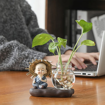 1pc Jarrón Hidropónico de Zanahoria Verde, Jarrón de Vidrio Transparente para Arreglo Floral para Decoración de Sala de Estar, Oficina y Escritorio, Adorno para el Hogar
