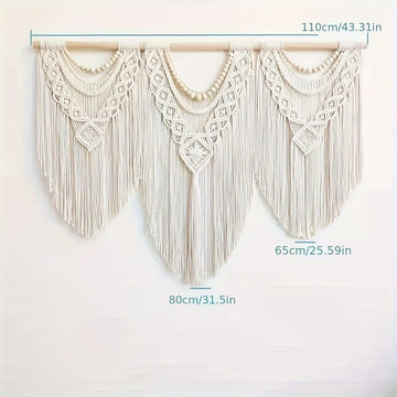 Tapiz bohemio con borlas grandes, decoración tejida a mano elegante para el hogar, dormitorio, sala de estar, bodas, fiestas de Halloween y Navidad