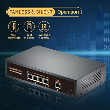 Conmutador Gigabit PoE de 5 puertos, incluye 4 puertos PoE y 1 enlace ascendente, PoE 1000Mbps, IEEE802.3af/at