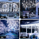 1-Pack Luces Solares de Lluvia Meteórica WELPUR con Encendido/Apagado Automático - Luces de Cadena Solar para Exteriores, IP65 Alta Calidad, para Jardín, Bodas, Navidad, Halloween, Decoraciones de Fiesta - Luces Colgantes con Estación de Carga Solar, Ilu