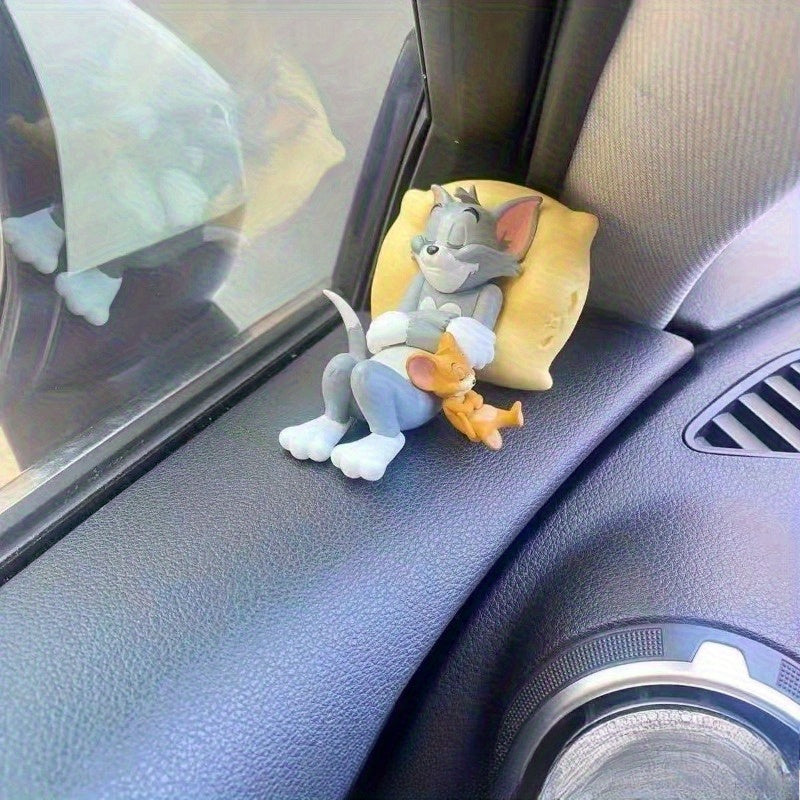 Figurita de Tom y Jerry, coche de Tom Jerry, libro lindo, juguete de escritorio, juego de figuritas, pequeños adornos, decoración de coches de dibujos animados, adecuados para parejas, cumpleaños, colas, etc.