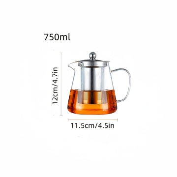 1 pieza, juego de 1 unidad, tetera transparente resistente al calor de borosilicato con asa y tapa, capacidad grande de 550ml/750ml, cuerpo recto con filtro interior de acero inoxidable para infusionar hojas de té, pétalos de rosa, bayas goji, flores, te
