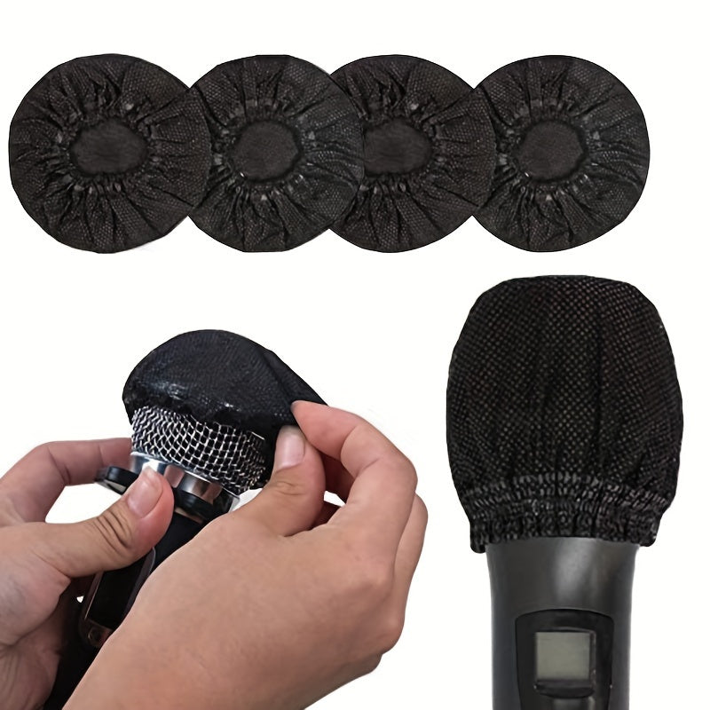 100 Piezas Fundas Desechables de Nailon Negras para Micrófono, Cubiertas de Tela No Tejida para Limpieza y Protección, Accesorio Higiénico para Escenarios | Diseño de Malla Protectora para Equipo de Audio Profesional