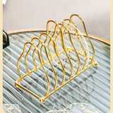 1pc Estante Multifuncional Geométrico para Cocina, Comedor, Plato, Plato, Horno, Toaster, Estante de Toallas de Papel de Hotel de Alta Gama, Estante de Toallas de Papel de Alta Calidad, Electrochapado en Oro, Suministros Universales para el Hogar