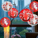 1pc/3pcs Linternas de papel chino de flor de cerezo y diseño de grulla, luces colgantes de patrón de cerezo japonés de 12 pulgadas, decoración de fiesta versátil para cumpleaños, inauguración de casa, confirmación - No necesita electricidad, sin plumas,