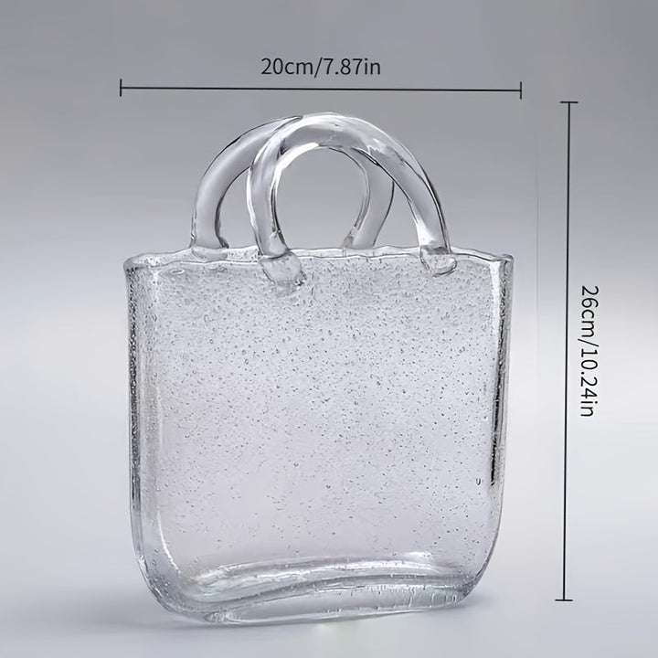 [Jarrón nórdico elegante] Jarrón de vidrio estilo nórdico elegante con asa, transparente, decoración versátil para sala, ideal para flores frescas y secas, sin necesidad de electricidad