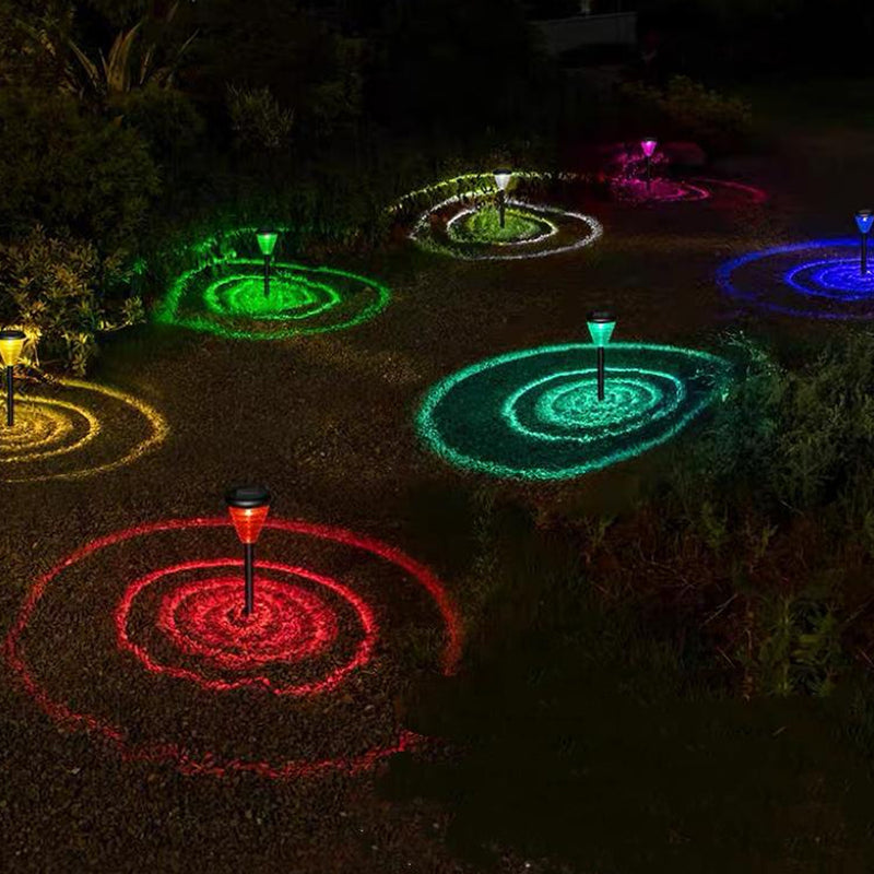 2 luces solares para exteriores, 2 modos LED cálido blanco y RGB, luces solares para senderos, luz de jardín solar para senderos de patio, decoración de fiesta de bodas