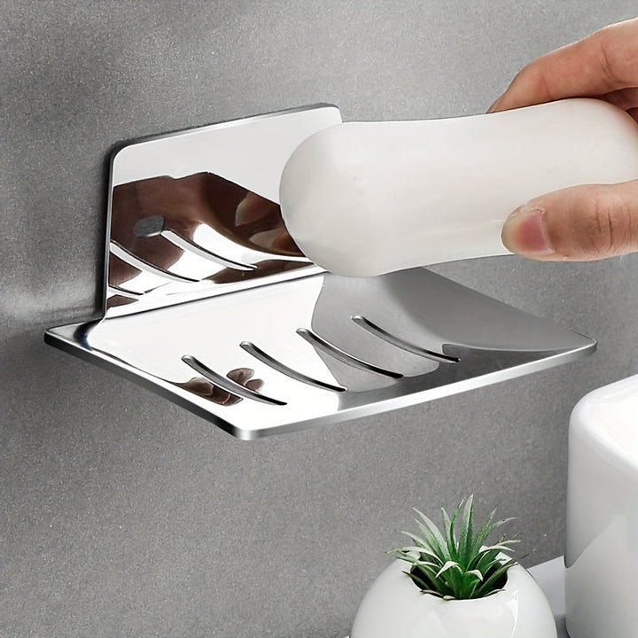 Porta jabón de acero inoxidable para baño, montado en la pared, elegante, con rejilla de drenaje, ideal para decoración del hogar, regalo para Navidad o Halloween