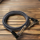 1pc Cable de audio profesional TRS de 6,35 mm (1/4 pulgada) en ángulo de 90 grados, estéreo balanceado de 3 núcleos, macho a macho, forma redonda, conector flexible, compatible con Ethernet Cat5e, para amplificador de teclado de guitarra de doble canal
