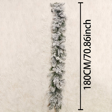 Corona navideña de copos de nieve, 150cm / 180cm / 270cm, corona artificial invernal con efecto escarchado, decoración para árbol de Navidad, escaleras y chimenea, cedro blanco
