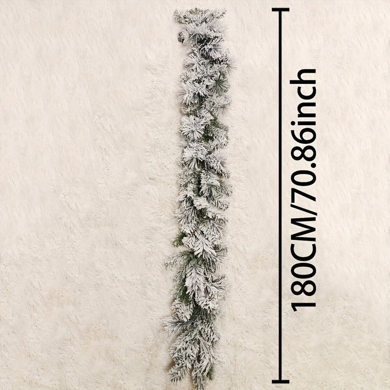 Corona navideña de copos de nieve, 150cm / 180cm / 270cm, corona artificial invernal con efecto escarchado, decoración para árbol de Navidad, escaleras y chimenea, cedro blanco