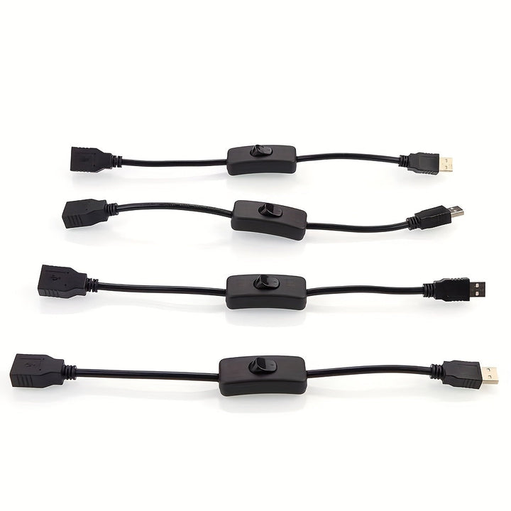 4 piezas de Cables Controlador Macho a Hembra USB 2.0 de 32cm con Interruptor On/Off, Cables Duraderos 22AWG para PC, TV, Coche, Ventiladores USB, Tiras LED 5V - Compatible con HomeKit, Alimentación por USB de 36V, Gestión de Energía del Dispositivo, Dis