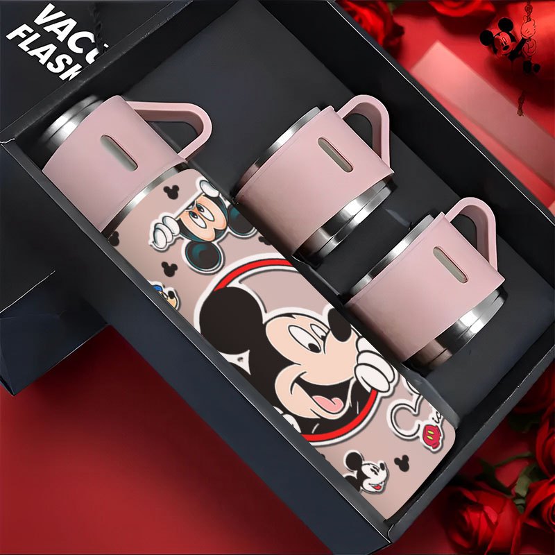 Juego de tazas térmicas Disney de 16.9 oz con diseño de Mickey Mouse en acero inoxidable y caja de regalo, reutilizable, ideal para ciclismo, oficina, escuela y viajes