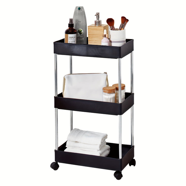 1 unidad de estante de almacenamiento de múltiples capas de 3 niveles / 4 niveles, carrito de utilidad para el hogar, caja y estante organizador de bocadillos, organizador de baño con ruedas, estante de especias de cocina, organización y almacenamiento p